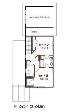 Floor Plan - Upper Floor for Modern House Plan #79-323 - 3 bed, 2.5 bath
