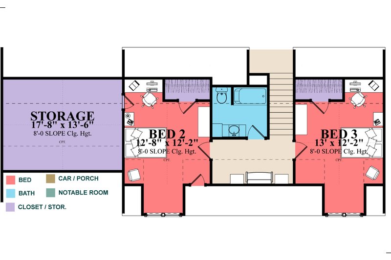 Home Plan - Floor Plan - Upper Floor for Country House Plan #63-379 - 3 bed, 2 bath