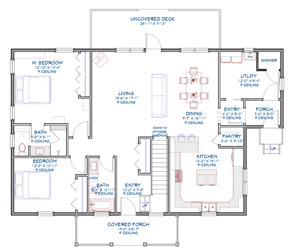 House Plan Design - Floor Plan - Main Floor for Farmhouse House Plan #1109-29 - 2 bed, 2 bath