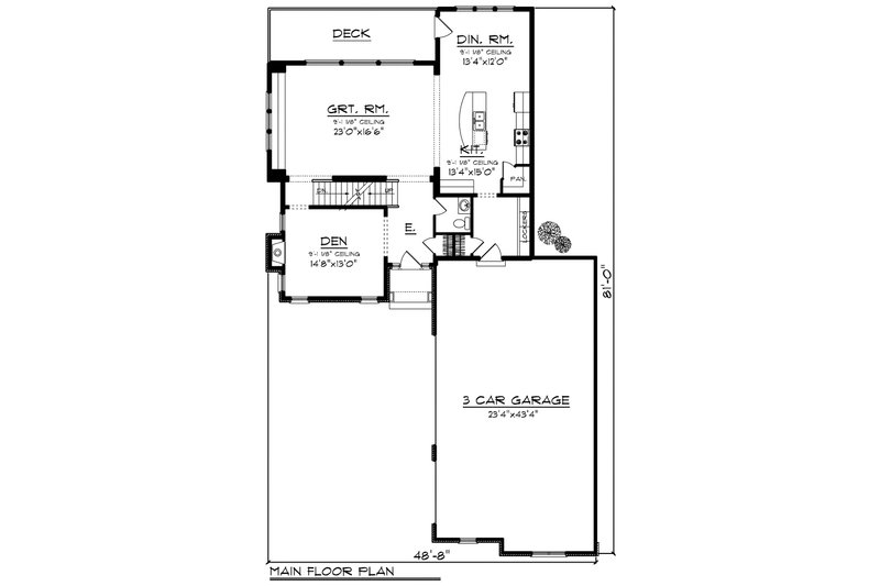 Architectural House Design - Floor Plan - Main Floor for European House Plan #70-1174 - 3 bed, 2.5 bath