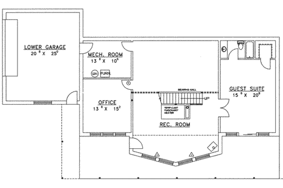 Floor Plan - Main Floor for Modern House Plan #117-171 - 3 bed, 3 bath