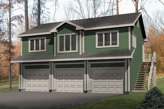 Exterior - Front Elevation 3 for Traditional House Plan #22-402 - 1 bed, 1 bath
