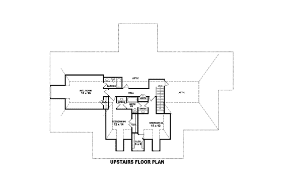 Floor Plan - Upper Floor for Traditional House Plan #81-1608 - 4 bed, 4 bath