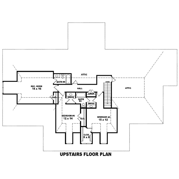 Traditional Floor Plan - Upper Floor Plan #81-1608