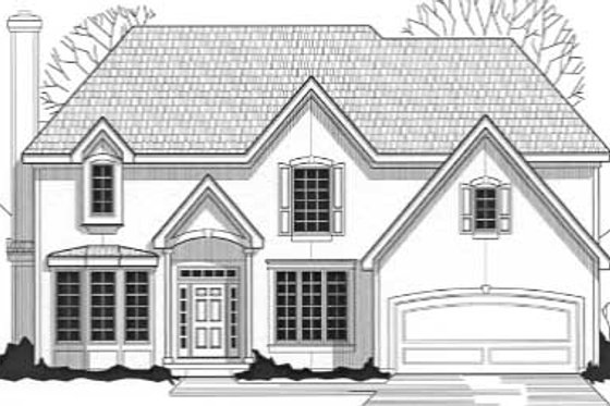 Exterior - Front Elevation for European House Plan #67-509 - 4 bed, 3.5 bath