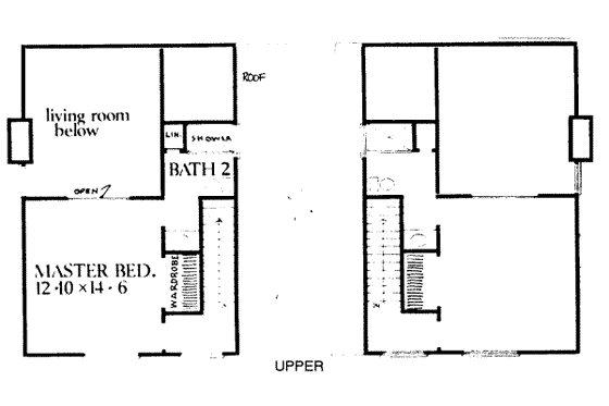 Floor Plan - Upper Floor House Plan #303-222 - 2 bed, 2 bath