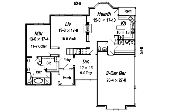 Floor Plan - Main Floor for European House Plan #329-269 - 4 bed, 2.5 bath