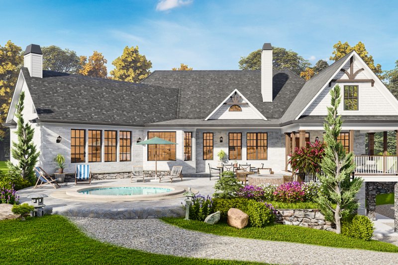 Dream House Plan - Exterior - Rear Elevation for Ranch House Plan #54-699 - 3 bed, 2.5 bath