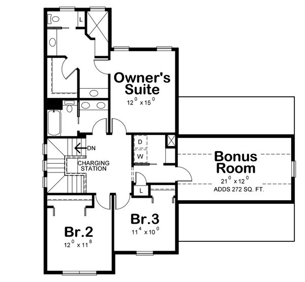 Home Plan - Traditional Floor Plan - Upper Floor Plan #20-2263