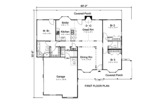 Floor Plan - Main Floor for Cottage House Plan #312-618 - 3 bed, 2 bath