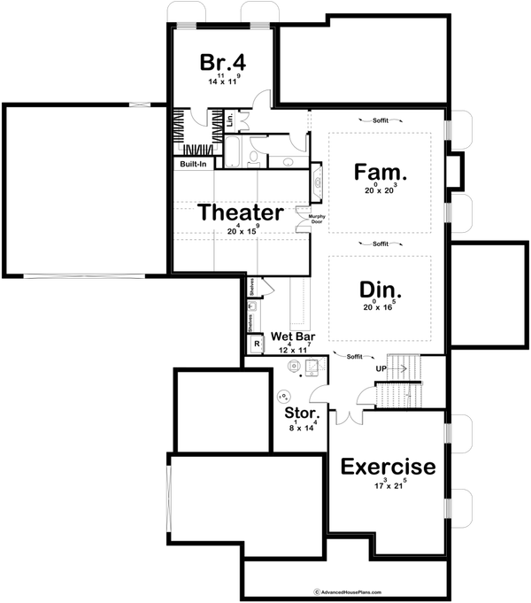 House Plan Design - Traditional Floor Plan - Lower Floor Plan #455-629