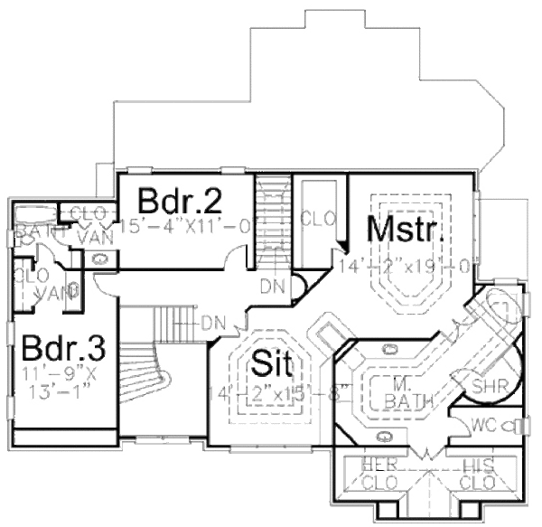 European Floor Plan - Upper Floor Plan #119-338
