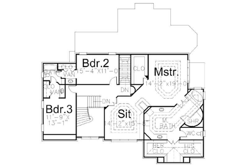 Home Plan - Floor Plan - Upper Floor for European House Plan #119-338 - 4 bed, 3 bath