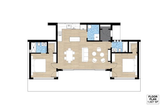 Floor Plan - Main Floor 1 for Modern House Plan #933-14 - 2 bed, 2 bath