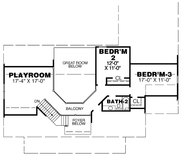 Southern Floor Plan - Upper Floor Plan #34-160