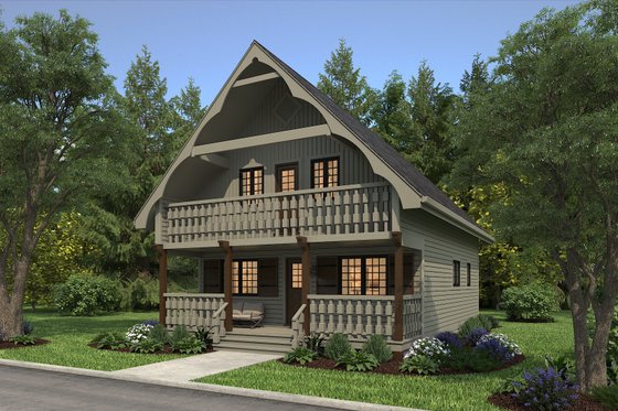 Exterior - Front Elevation 4 for Cabin House Plan #47-665 - 3 bed, 2 bath