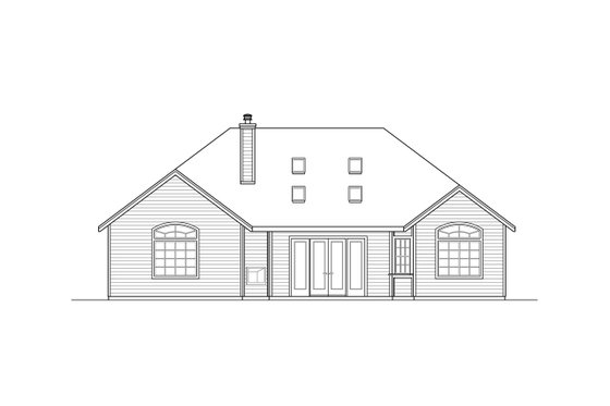 Exterior - Rear Elevation for Traditional House Plan #124-1117 - 3 bed, 2.5 bath