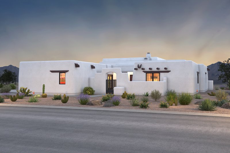 Architectural House Design - Adobe / Southwestern Exterior - Front Elevation Plan #72-1024
