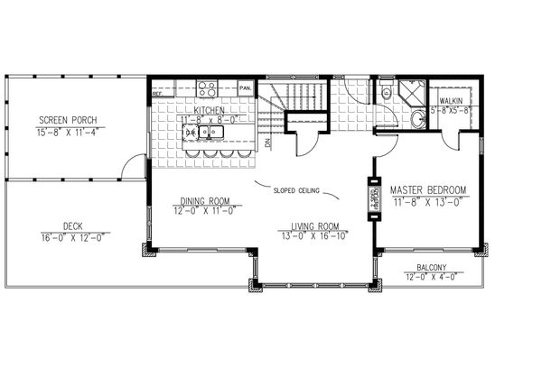 Architectural House Design - 1500 square foot modern 3 bedroom 2 bath house plan