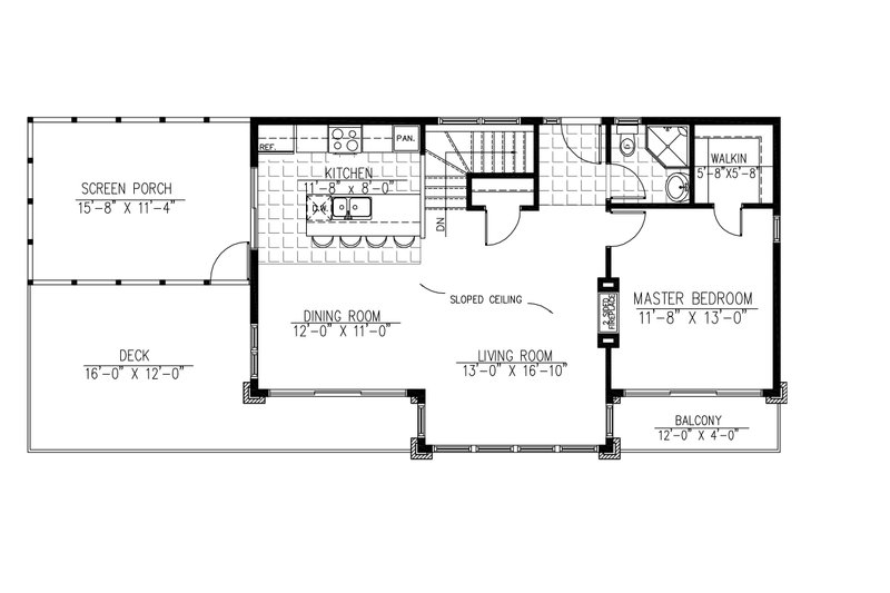 House Design - 1500 square foot modern 3 bedroom 2 bath house plan