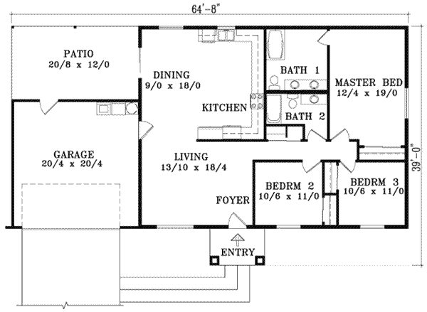 Adobe / Southwestern Floor Plan - Main Floor Plan #1-1256