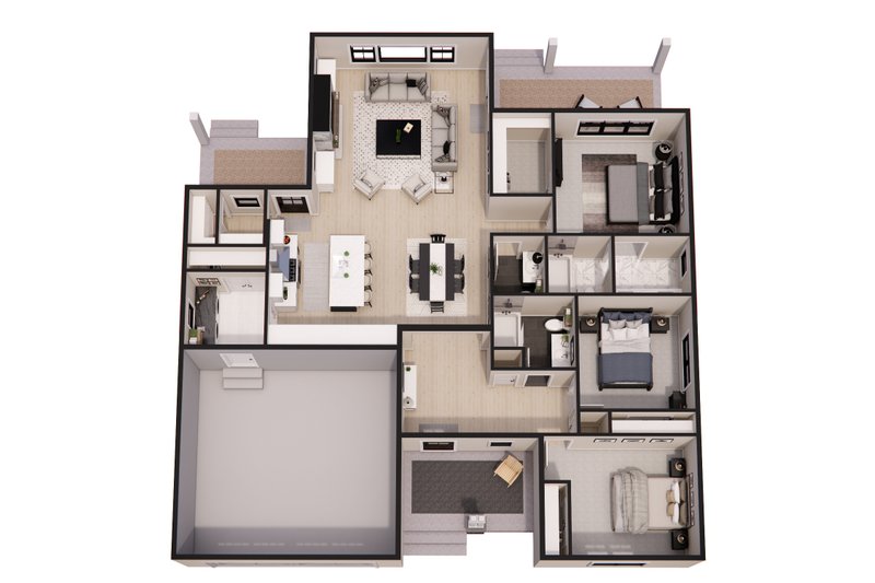 House Design - Floor Plan - Main Floor 1 for Beach House Plan #51-1396 - 3 bed, 2.5 bath