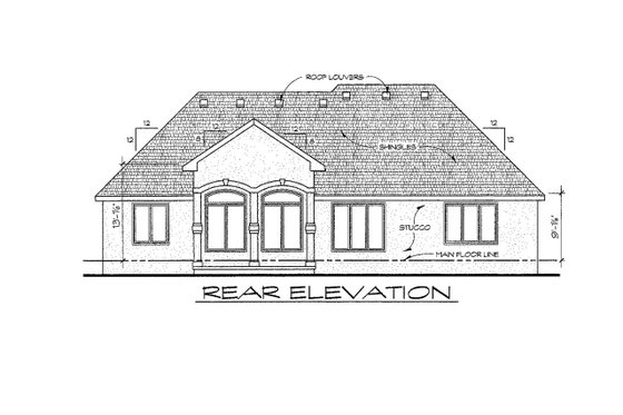 Exterior - Rear Elevation for Traditional House Plan #20-1823 - 3 bed, 2 bath