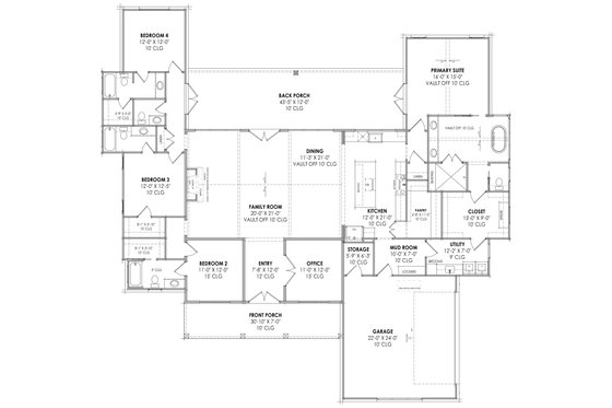Floor Plan - Main Floor for Farmhouse House Plan #1096-57 - 4 bed, 4.5 bath