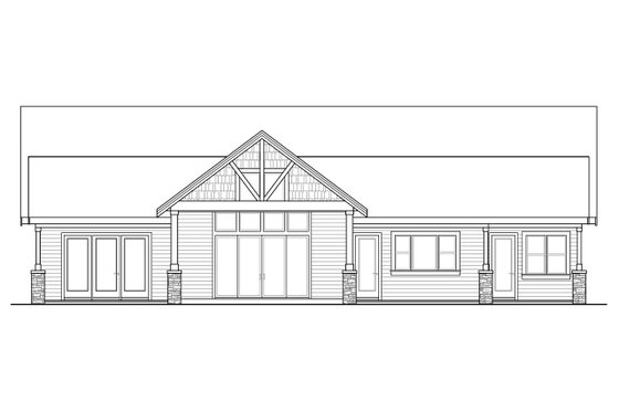 Exterior - Rear Elevation for Craftsman House Plan #124-1237 - 4 bed, 3.5 bath