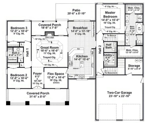 House Blueprint - Craftsman Floor Plan - Main Floor Plan #21-602