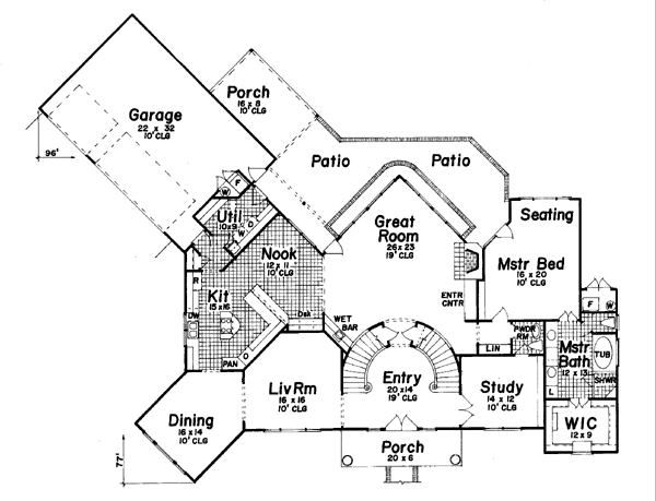 Dream House Plan - Ranch Floor Plan - Main Floor Plan #52-114