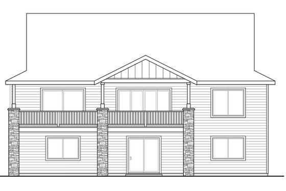 Exterior - Rear Elevation for Craftsman House Plan #124-1020 - 3 bed, 2.5 bath