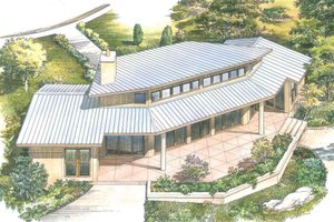 Home Plan - Contemporary Exterior - Rear Elevation Plan #140-157