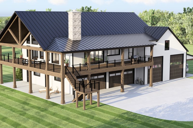 House Blueprint - Exterior - Front Elevation 4 for Barndominium House Plan #1064-414 - 3 bed, 3 bath