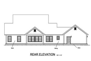 Exterior - Rear Elevation for Farmhouse House Plan #513-2184 - 4 bed, 3 bath