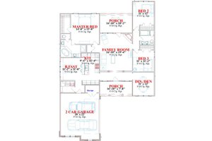 Floor Plan - Main Floor for Traditional House Plan #63-159 - 3 bed, 2 bath
