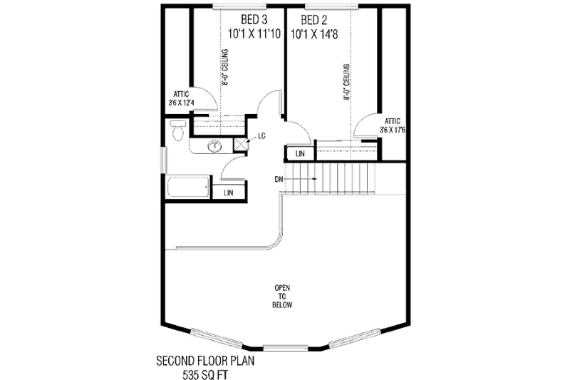 Dream House Plan - Floor Plan - Upper Floor for Modern House Plan #60-598 - 3 bed, 1.5 bath