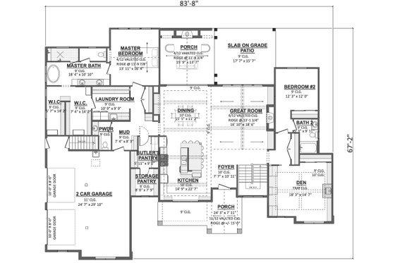 Floor Plan - Main Floor for Farmhouse House Plan #1089-67 - 3 bed, 2.5 bath