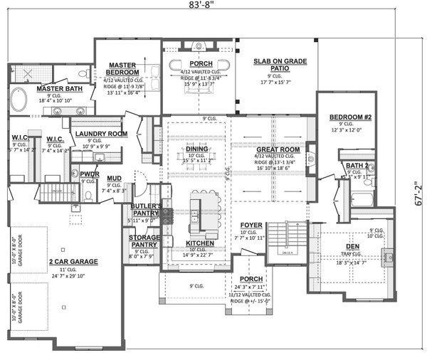 Dream House Plan - Floor Plan - Main Floor for Farmhouse House Plan #1089-67 - 3 bed, 2.5 bath