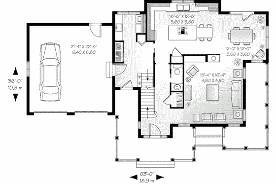 Floor Plan - Main Floor for European House Plan #23-592 - 3 bed, 2.5 bath