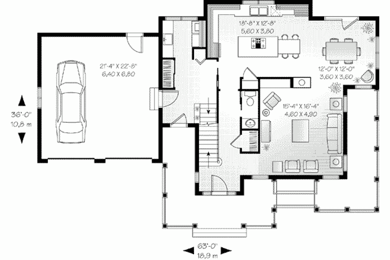 Home Plan - Floor Plan - Main Floor for European House Plan #23-592 - 3 bed, 2.5 bath