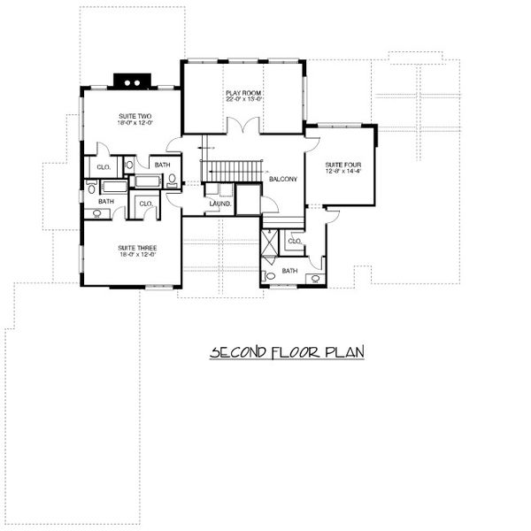 Architectural House Design - European Floor Plan - Upper Floor Plan #413-890