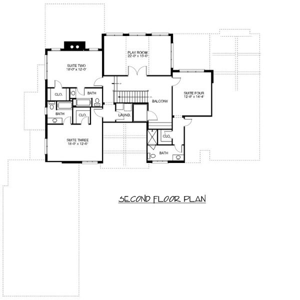 House Blueprint - European Floor Plan - Upper Floor Plan #413-890