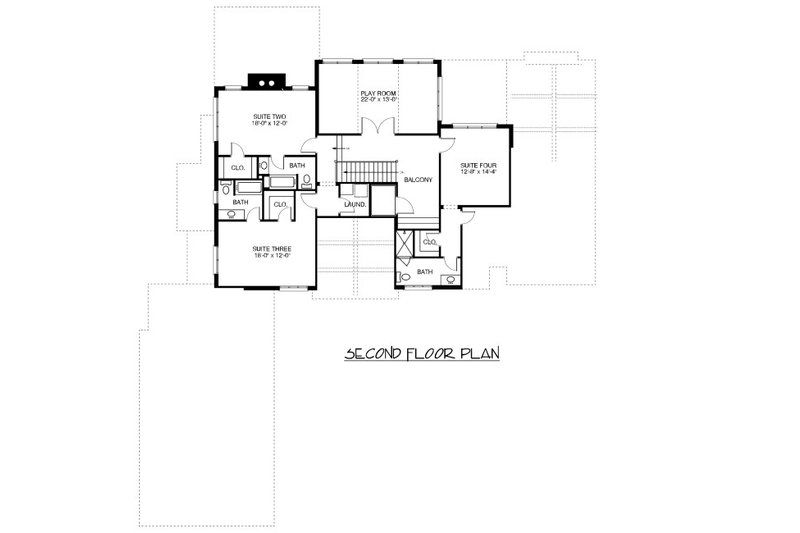 Architectural House Design - Floor Plan - Upper Floor for European House Plan #413-890 - 4 bed, 4.5 bath