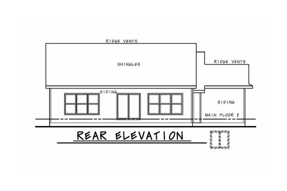 Exterior - Rear Elevation for Craftsman House Plan #20-2334 - 3 bed, 2.5 bath