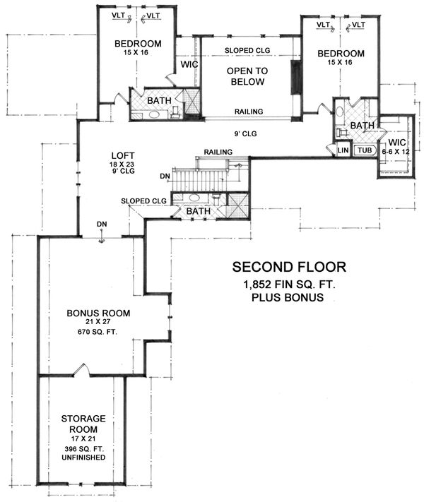 Craftsman Floor Plan - Upper Floor Plan #51-557