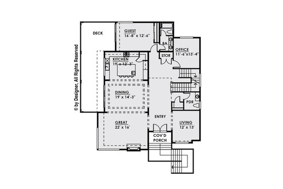 Floor Plan - Main Floor for Contemporary House Plan #1066-34 - 5 bed, 5.5 bath