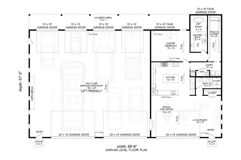 House Plan Design - Floor Plan - Main Floor for Contemporary House Plan #932-1238 - 1 bed, 2 bath