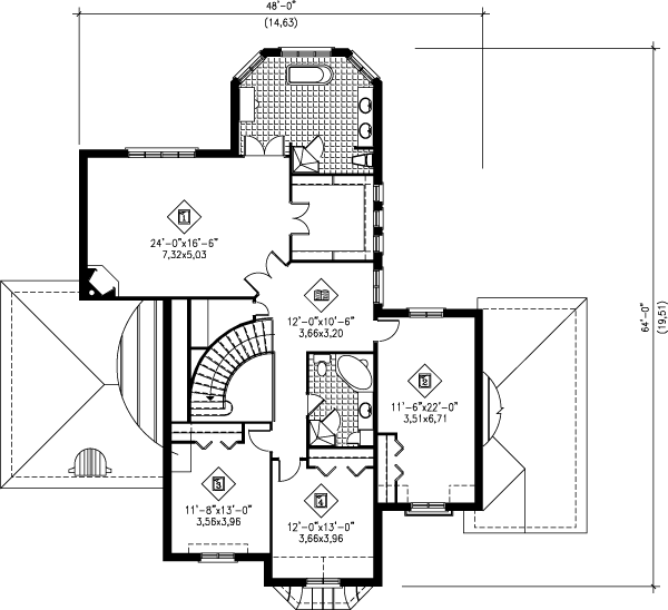 European Floor Plan - Upper Floor Plan #25-236
