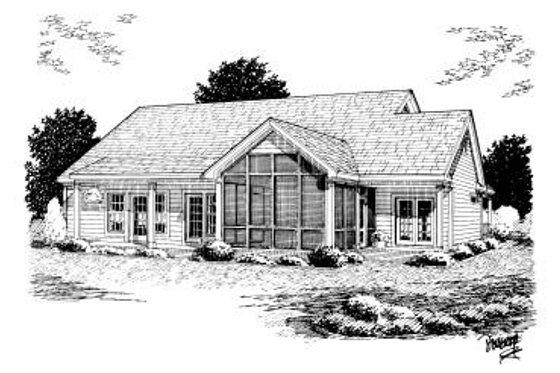 Exterior - Rear Elevation for Country House Plan #20-160 - 3 bed, 2 bath